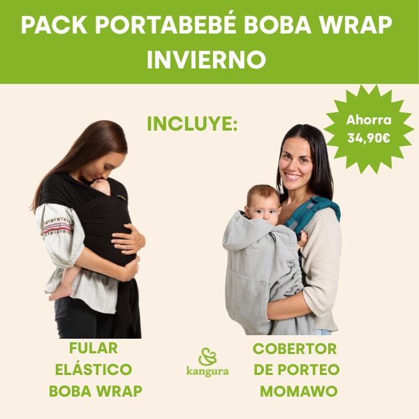 Kangura portabebés Pack Portabebé Boba Wrap Invierno Black + Grey