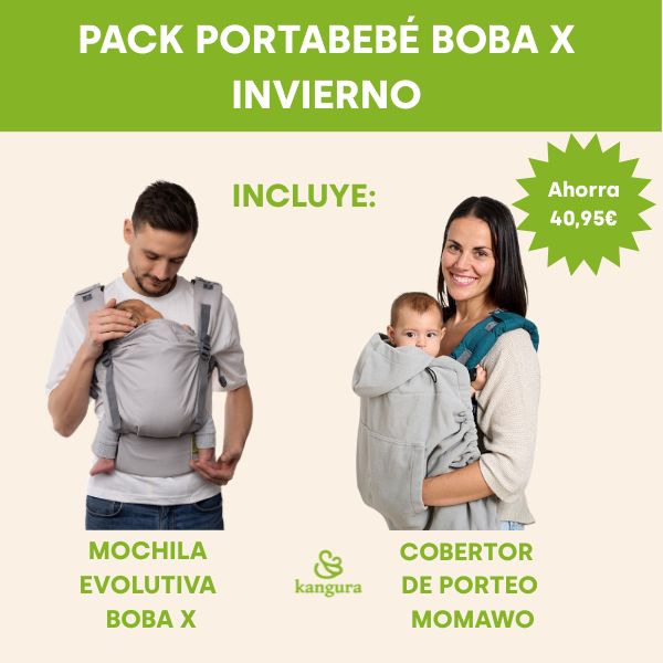 Kangura portabebés Pack Portabebé Boba X Invierno Grey + Grey