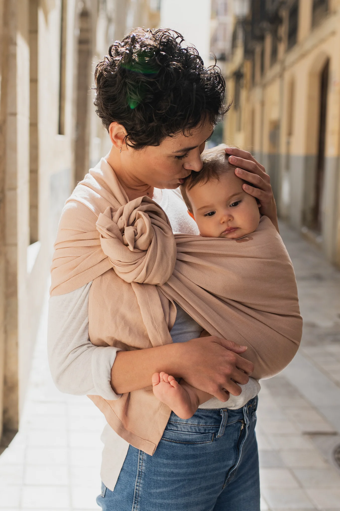 Kangura portabebés Bandolera Portabebé Boba Ring Sling Peony Pink