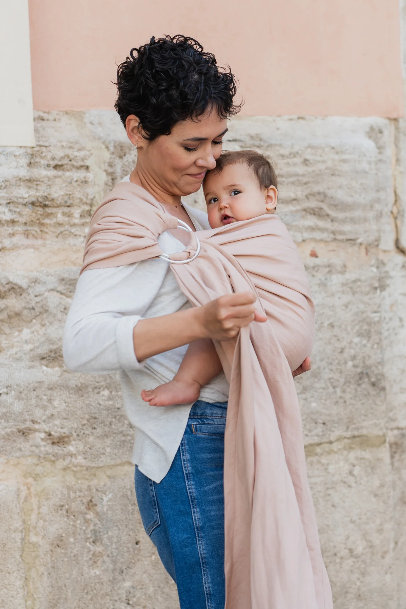 Kangura portabebés Bandolera Portabebé Boba Ring Sling Peony Pink