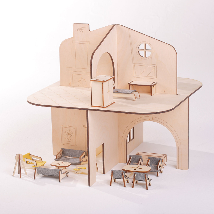 Kangura portanadons Caseta de nines i conjunt de mobles Doll House