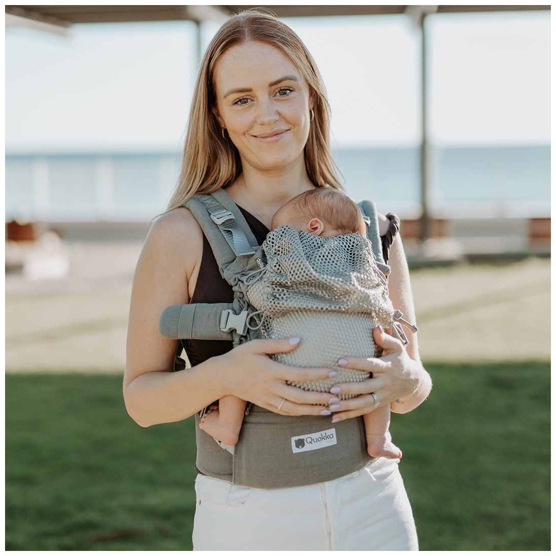Kangura portabebés Mochila Portabebés Quokkababy Mesh Light Grey