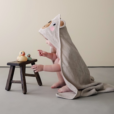 Kangura portanadons Tovallola amb caputxa i manyopla de bany CuddleBug Beige Bear