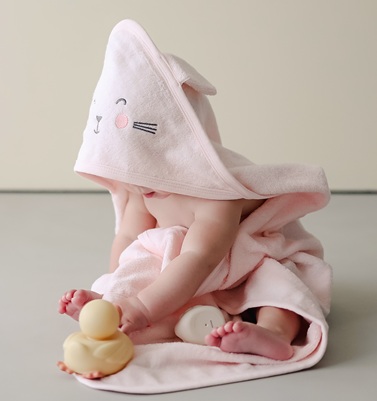 Kangura portanadons Tovallola amb caputxa i manyopla de bany CuddleBug Pink Bunny